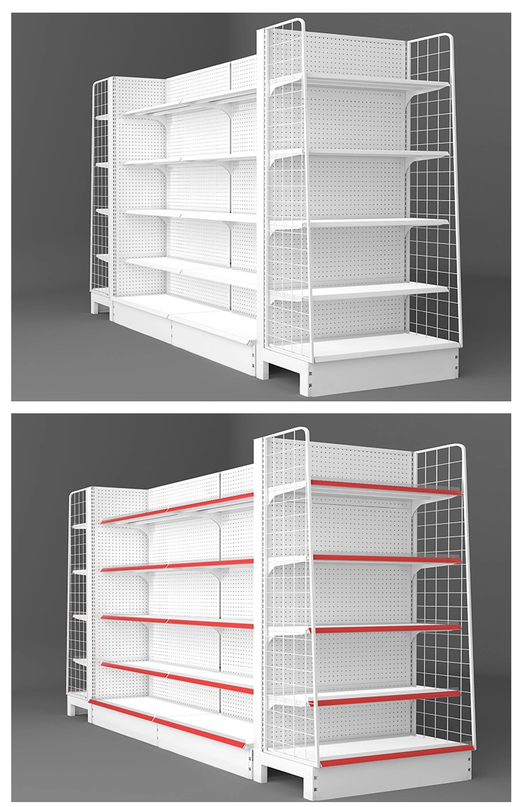 Dragonshelf Customized White Color Multi Layer Supermarket Shelf Gondola Beauty Supply Store Display Racks