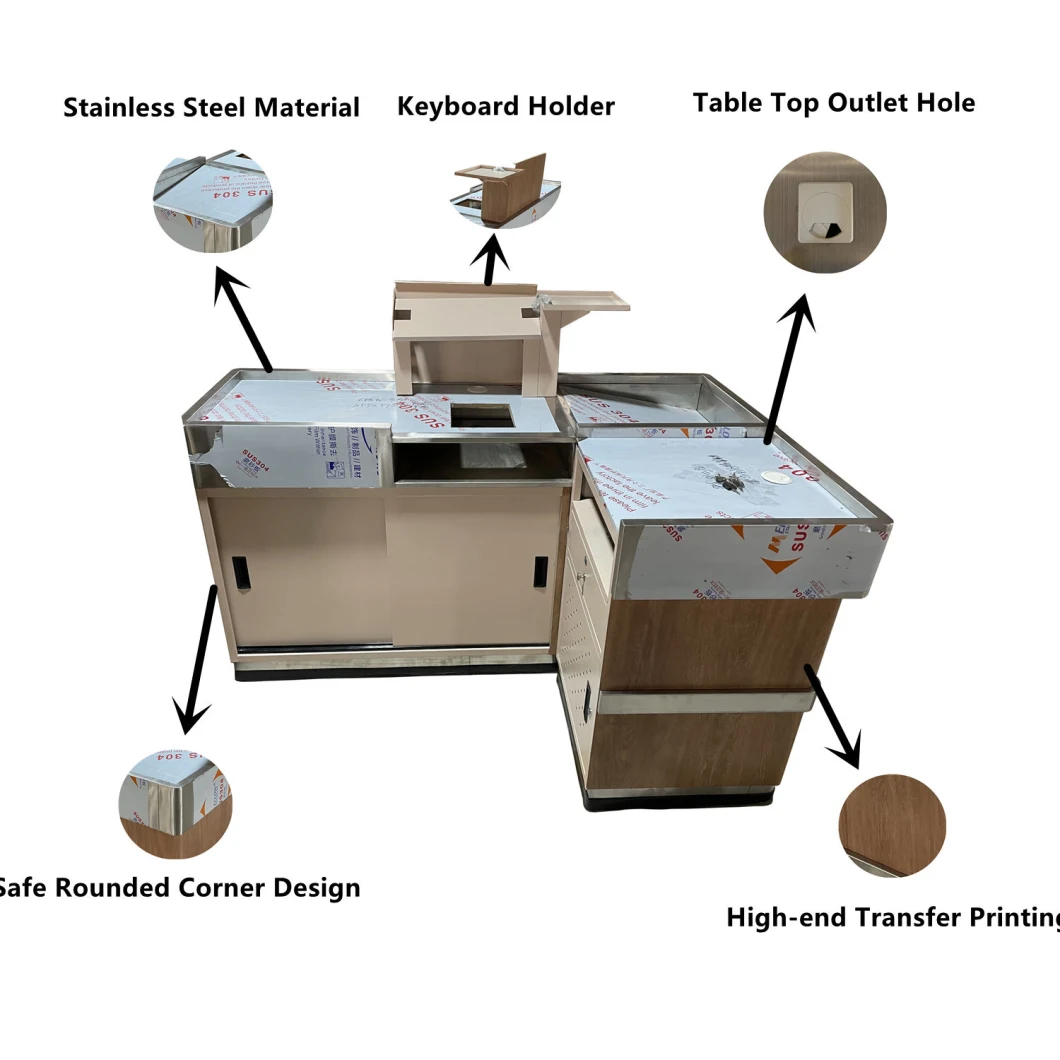 Custom Wood Boutique Cashier Counter Table, New Design Checkout Counter